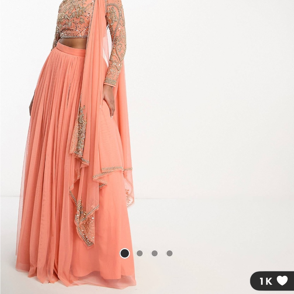 ASOS lehenga skirt, crop top and dupatta